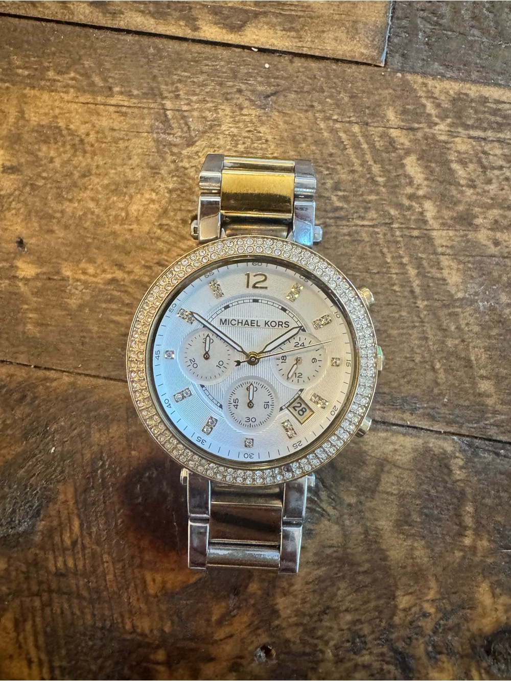 Michael Kors Two-Tone Crystal Bezel Bracelet Watch